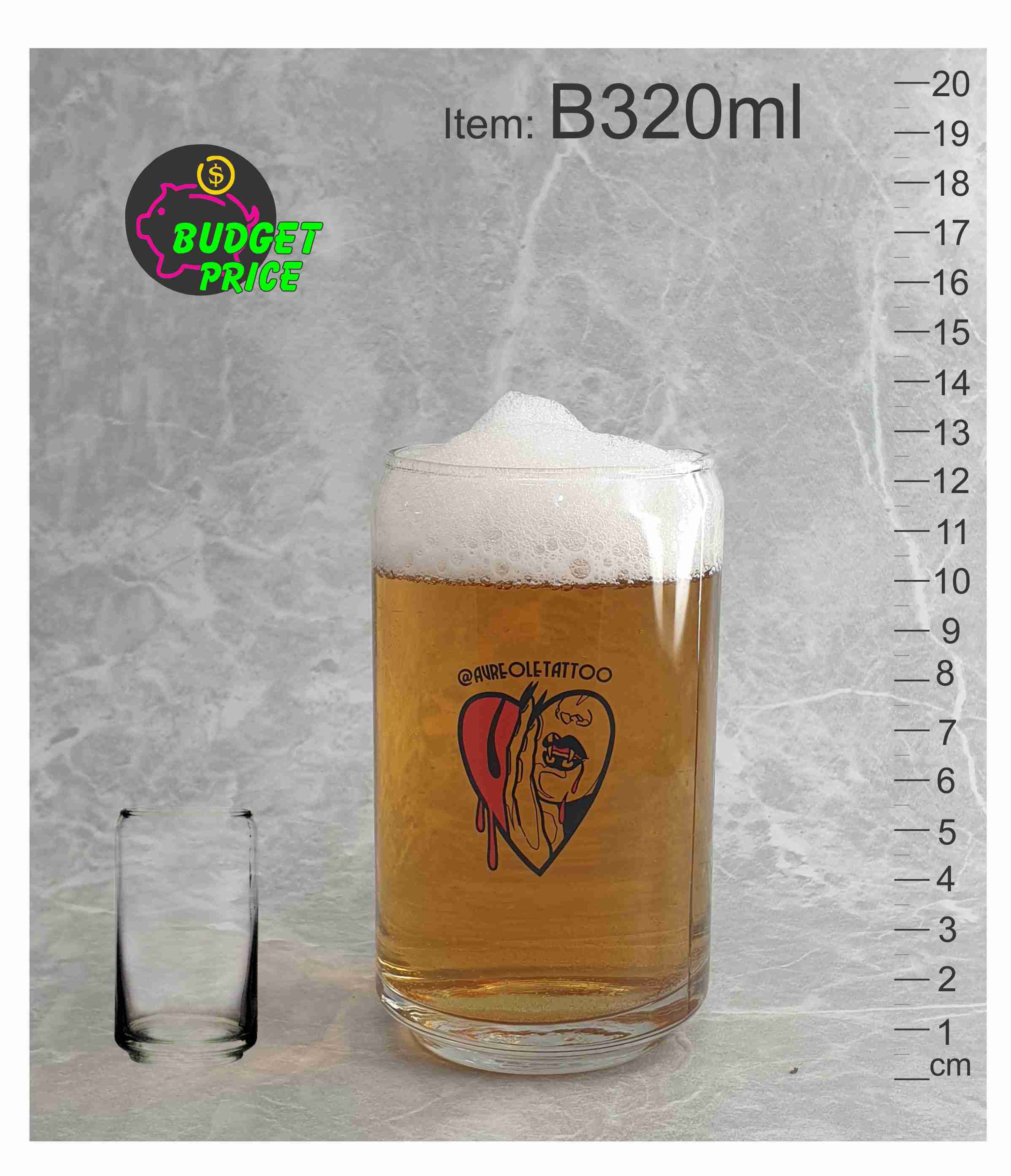 can shape decal printed beer glass