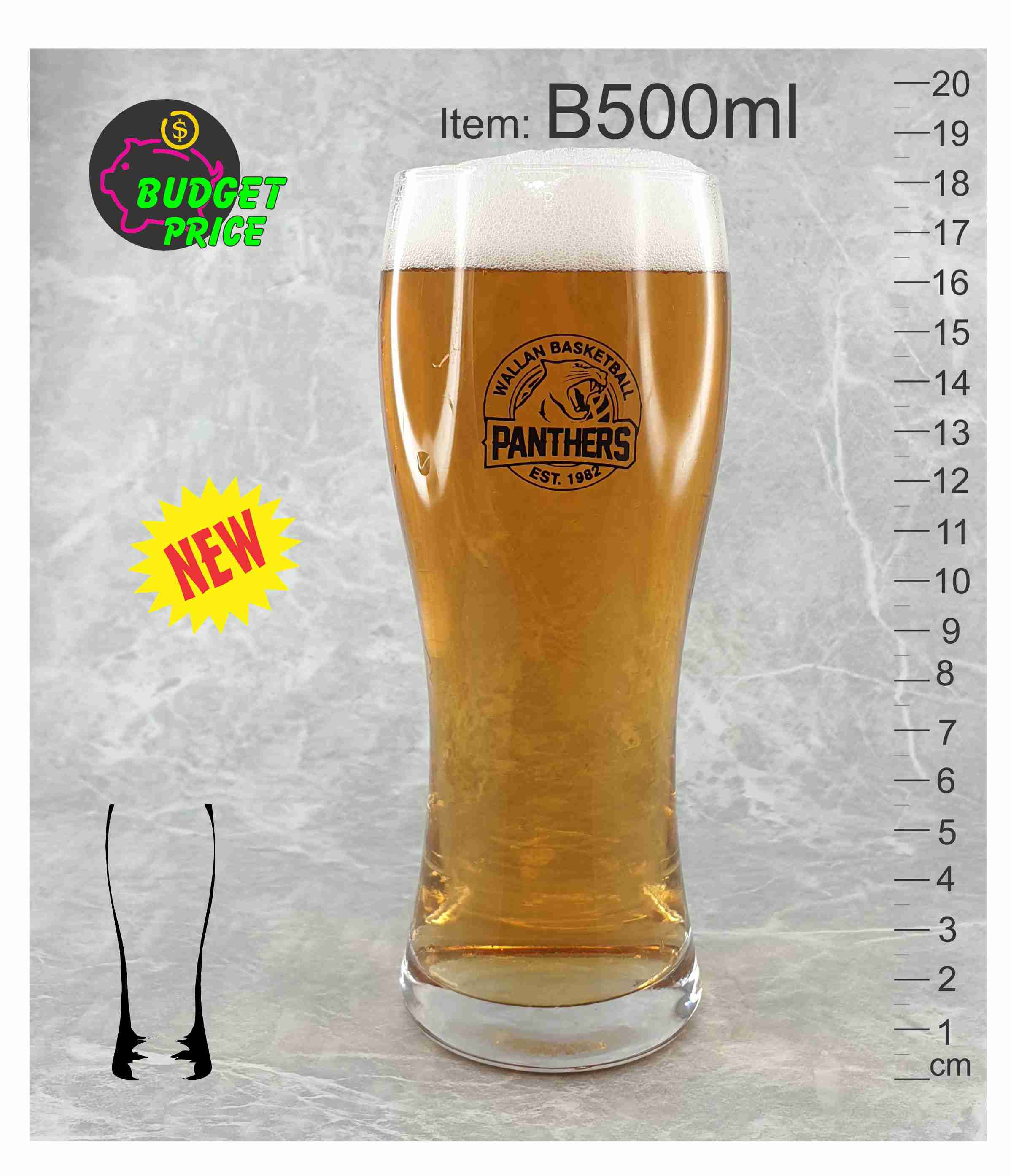Black Printed Beer Glass