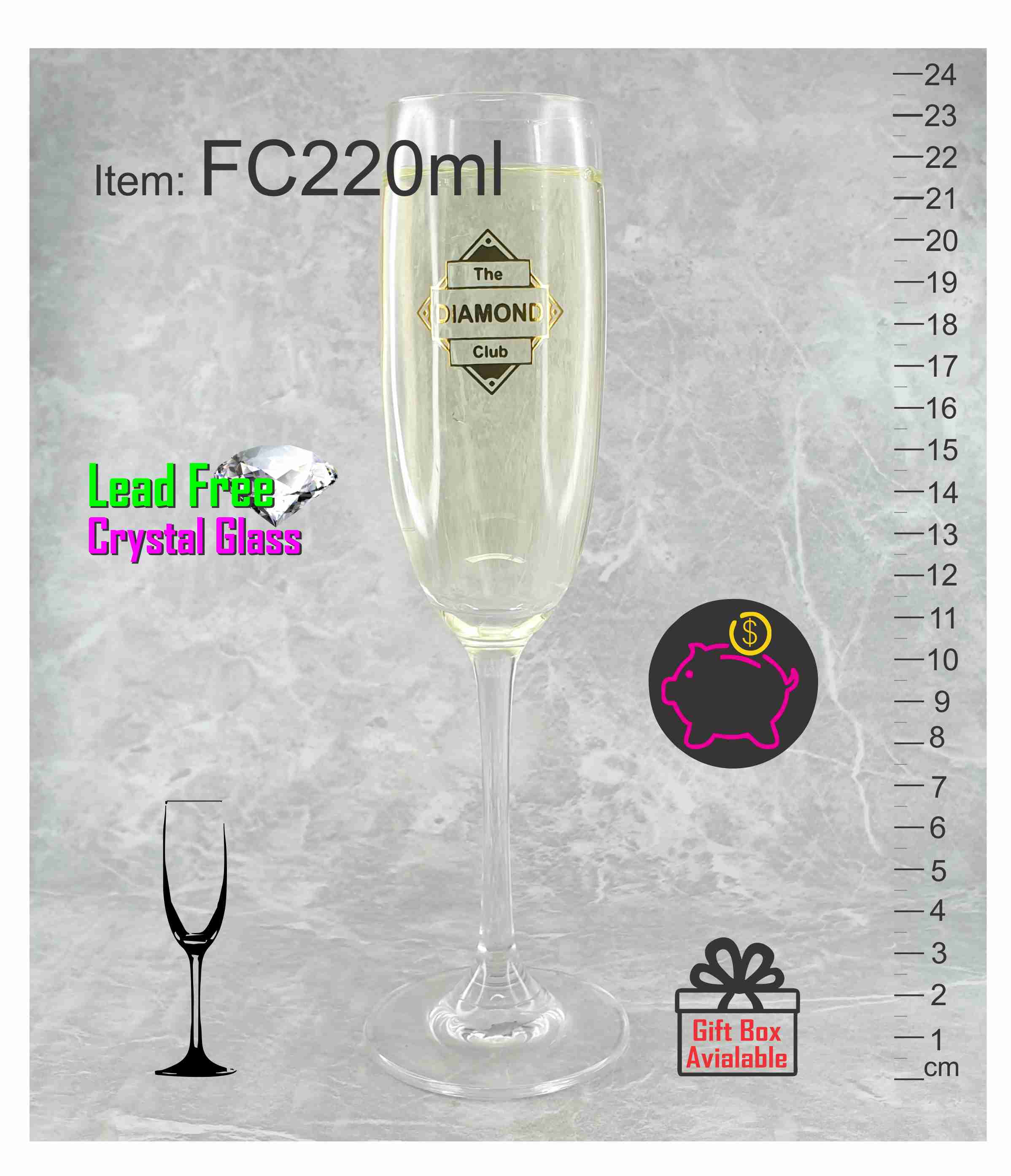 champagne toast flute glass corporate personalised glasses Melbourne abc2000