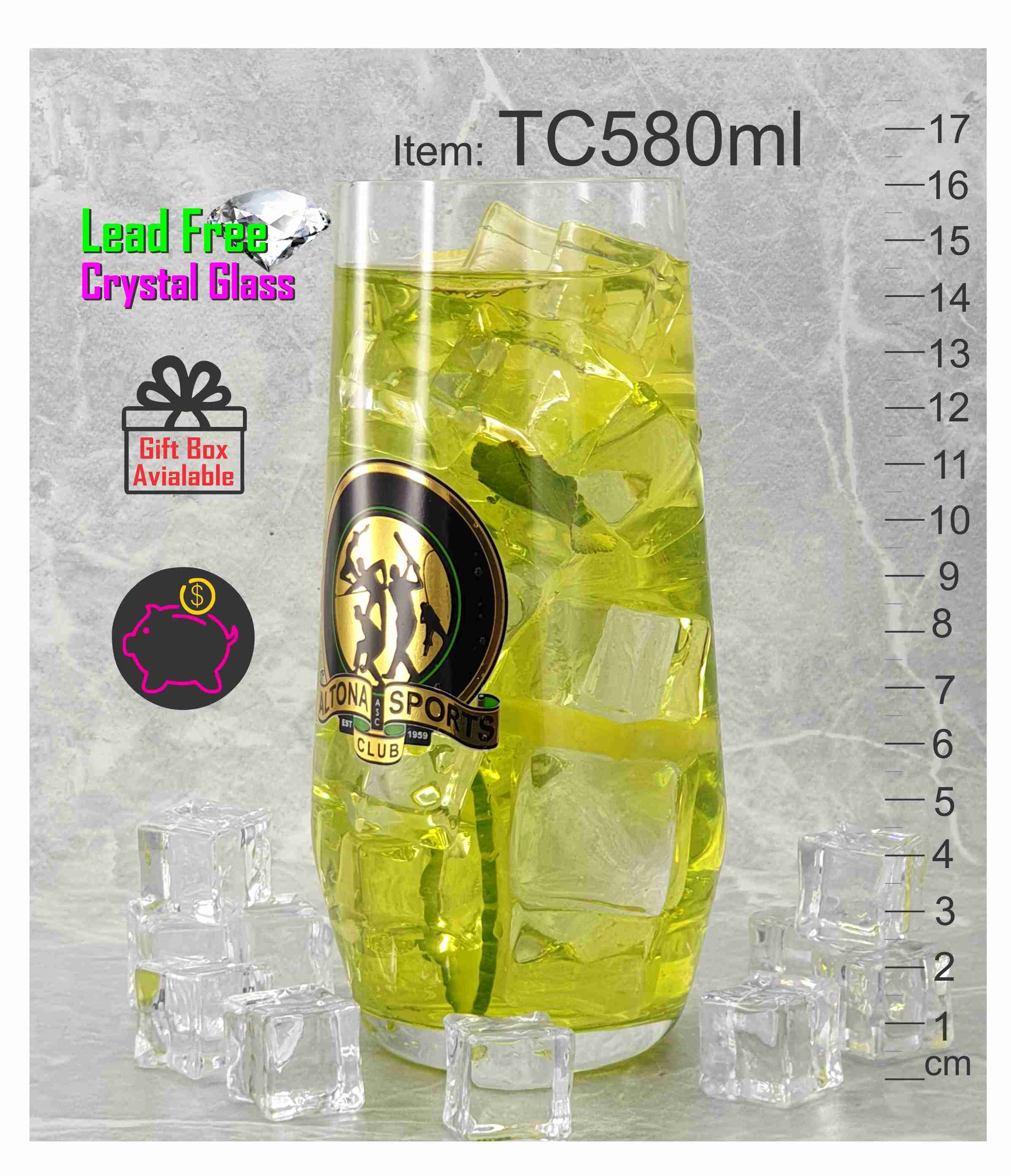 crystal gold & black logo mojito drinking drink water cup glass event festival