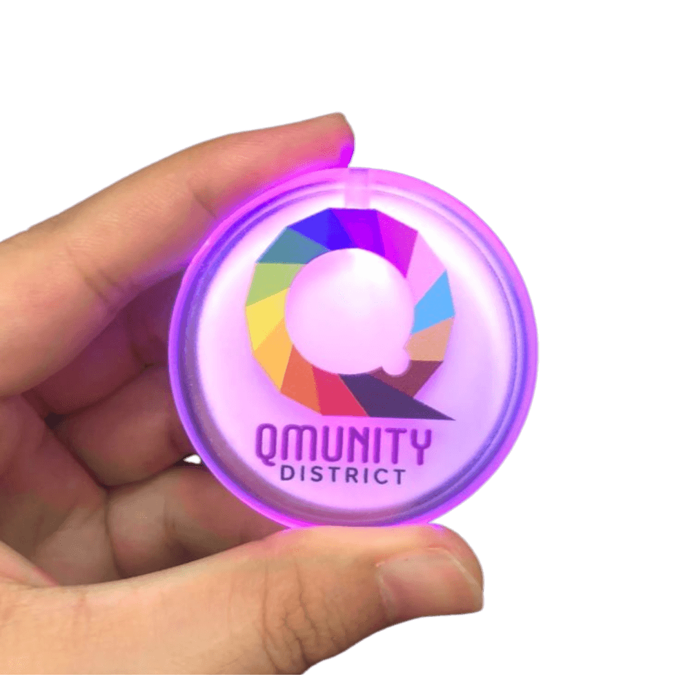 promotional corporate custom logo branded LED flashing pin button badge